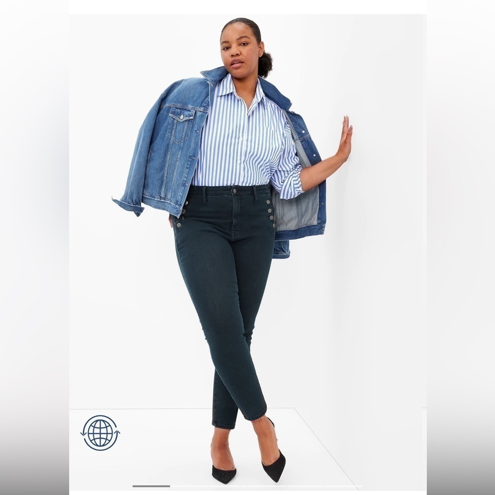 Gap High Rise Universal Legging Jeans with Washwell black nautical coastal sz 32